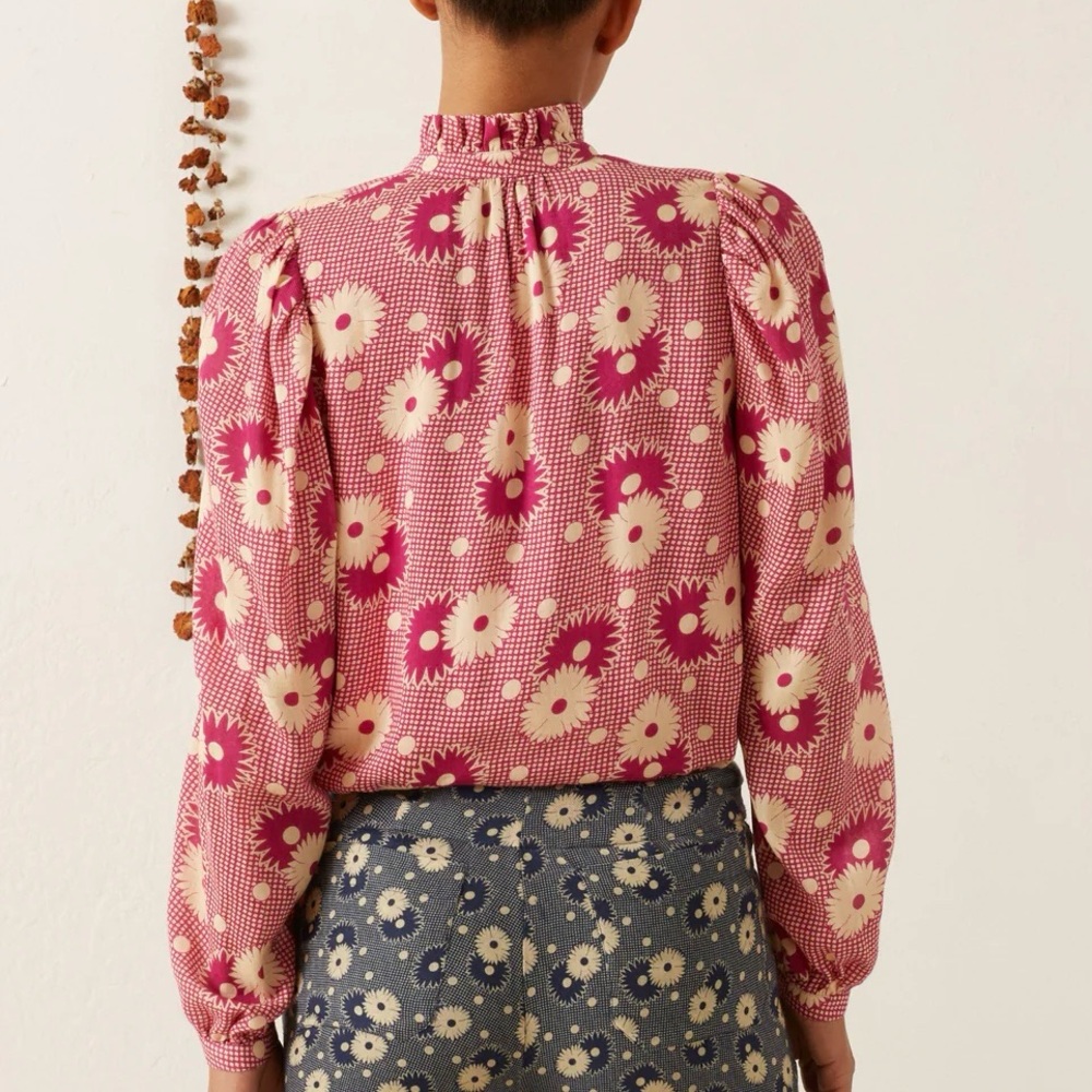 Alix of Bohemia Annabel Berry Daisy Shirt cotton wool pink fuchsia cream - Picture 15 of 15